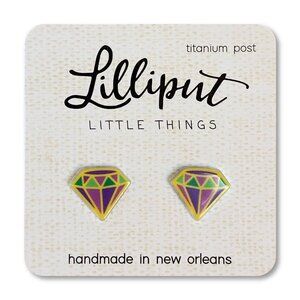 Mardi Gras Diamond Stud Earrings - Handmade in New Orleans